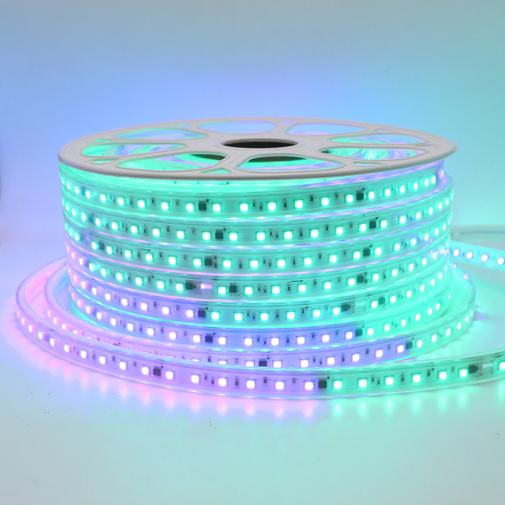 Color Modes Auto-Play 110V High-Voltage LED Color Chasing RGB Light Strip - No Controller Required